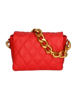 Damenhandtasche mit Einzelfach. Ausgestattet mit Kettenschulterriemen. Italienisches handgefertigtes Produkt aus echtem gestepptem Sauvage-Leder. Hergestellt in Italien.