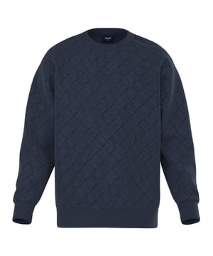 Einfarbiger Sweater für Herren mit tonigem Flockprint von der Marke JOOP! JEANS. Aus reiner Baumwolle mit gerippten Abschlüssen und Rundhalsausschnitt.