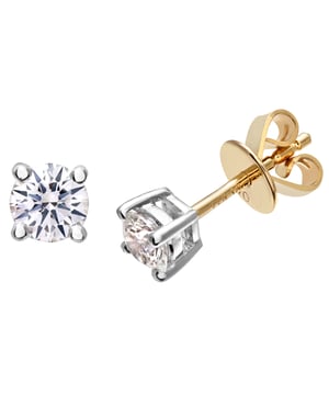 18K (750) geel goud: 1,3 gram; # Diamant: 0,5 ct; # Afmeting: 0,4 cm x 0,4 cm
