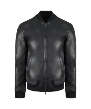 Emporio Armani manga cremallera chaqueta de cuero para hombre negro 7v1b23 6l0fz 0999