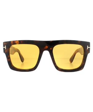 Tom Ford Sunglasses Fausto FT0711 56E Havana Brown are a typically bold fashion statement from Tom Ford with the flat top and extra chunky full rim acetate frame. The signature T bar wraps the temple and Tom Ford plate finishes the end pieces with aplomb