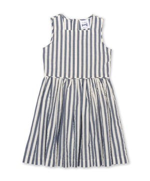 100% organic cotton | Proud to be certified to the Global Organic Textile Standard (GOTS) | Woven stripe fabric  | Zip opening with zip guard | Sleeveless | Square neck | Piping detail at waist | Made in India | Machine washable at 40 degrees, or at 30 degrees to be kinder to the planet