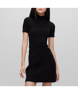 Women's HUGO Sharizy Dress.- Stand collar.- Short sleeves.- Rib knit.- 70% Viscose, 30% Polyester. Ref: 50486896-001.