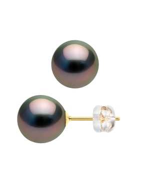 Oorbellen Echte gekweekte parels van Tahiti Ronde 8-9 mm - Kwaliteit A + - siliconen System Kinderwagens - Captive-allergeen en 100% - Yellow Gold 375 duizendste - 2 jaar garantie op fabricagefouten - Geleverd in hun presentatie geval met een Certificaat van Echtheid en een internationale garantie - Al onze juwelen zijn gemaakt in Frankrijk.