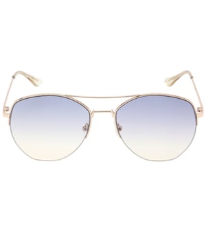 Goldfarbene Sonnenbrille von Calvin Klein, Brillenglasbreite = 57 mm, Nasenstegbreite = 17 mm, Bugellange = 140 mm, Sonnenbrille, Sonnenbrillenetui, Reinigungstuch und Pflegehinweise im Lieferumfang enthalten, 100 % Schutz vor UVA- und UVB-Sonnenlicht und entspricht der britischen Norm EN 1836: 2005, Goldene Sonnenbrille