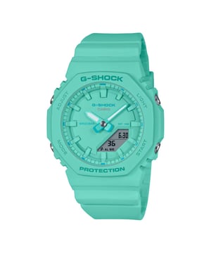 This Casio G-shock Analogue-Digital Watch for Women is the perfect timepiece to wear or to gift. It's Turquoise 40 mm Round case combined with the comfortable Turquoise Plastic watch band will ensure you enjoy this stunning timepiece without any compromise. Operated by a high quality Quartz movement and water resistant to 20 bars, your watch will keep ticking.