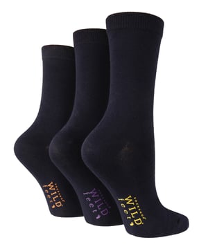 It doesn’t matter if you’re running errands or off to work, the ladies’ Wild Feet bamboo socks are the perfect choice for everyday wear! With a choice of pastels, brights and, the classic, black, these socks are suitable for all tastes. Not only do the bamboo fibres in these socks mean that they are breathable and hypoallergenic, but it also means that they are thermo-regulating. This means that the perfect temperature is maintained for your feet, all day, allowing for maximum comfort. If that was enough, bamboo is also moisture absorbent, meaning these socks will keep your skin dry and healthy all day by wicking away any unwanted moisture! What more could you want? These socks come in packs of 3, with each pack containing a variety of colours and are made from 70% Viscose from Bamboo 28% Polyester 2% Elastane. They are women's size 4-8 UK. They are also machine washable.
