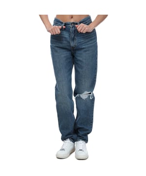 Womens Levis 80â€™s Mom Jeans in denim.- 5-pocket construction. - Zip fly and button fastening.- Branded leather patch at rear waist.- High rise.- Tapered leg.- Relaxed through your hip and thigh.- Extra short inside leg length approx. 28 inch  Short inside leg length approx. 30 inch  - 100% Cotton.- Ref: A35060004Measurements are intended for guidance only
