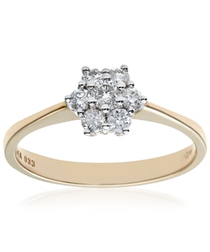 9K (375) witgoud: 1,3 gram; # Diamant: 0,33 ct