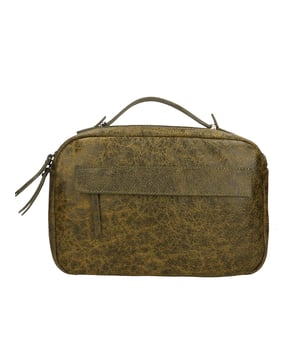 Bolso de mano unisex en piel genuina con efecto envejecido, bandolera ajustable extraíble. Interior forrado, 1 bolsillo con cremallera. Producto artesanal italiano. Hecho en Italia.