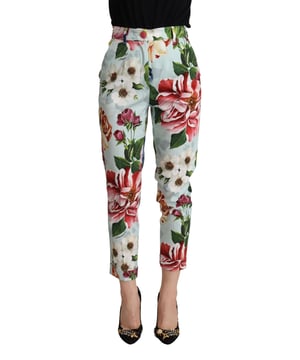 Marca: Dolce & Gabbana  
Estilo: Pantalones ajustados  
Ajuste: Regular  
Color: Azul claro  
Cierre: Cremallera y botón  
Hecho en Italia  
Material: 97% Algodón 3% Elastano  
Diseño: Estampado floral  