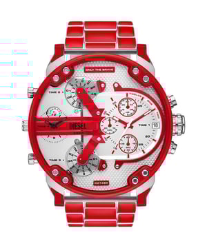Deze Diesel Mr. Daddy 2.0 Chronograaf Horloge voor Mannen is het perfecte accessoire om te dragen of cadeau te geven. De multicolour 57 mm ronde kast in combinatie met de comfortabele rode roestvrijstalen horlogeband zorgt ervoor dat je genieten kunt van dit verbluffende tijdstuk zonder compromissen. Aangedreven door een hoogwaardig kwarts uurwerk en waterbestendig tot 3 bar, zal je horloge blijven tikken. Dit trendy horloge is een perfect cadeau voor Oud en Nieuw, verjaardag, Valentijnsdag, enzovoort. Dit chronograaf horloge heeft een kalenderfunctie: datum, stopwatch en dubbele tijd. Hoogwaardige 21 cm lange en 24 mm brede rode roestvrijstalen band met een klapsluiting met drukknop. Kastdiameter: 57 mm, kastdikte: 14 mm, kastkleur: multicolour en wijzerplaatkleur: zilver.