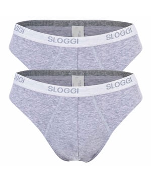 Einfarbige Unterhosen für Herren von der Marke Sloggi. Im praktischen 2er Pack. Ohne Eingriff. Angenehmer Tragekomfort dank Baumwollmischung.