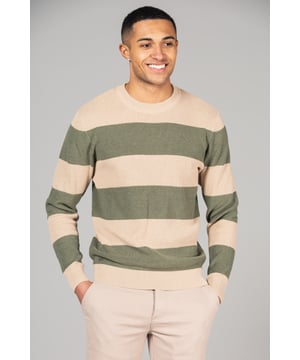 This crew neck waffle jumper from Kensington Eastside is a great addition to the wardrobe. Features stripe design, long sleeves, ribbed elasticated cuffs and hem. Made from recycled cotton blend to ensure comfort and care.