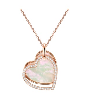 Are you looking for a romantic accessory with a touch of glamor? Then you are right with this chain of the Rafaela Donata label. The highlight is the duet of filigree hearts - a flat with shimmering mother -of -pearl, the other as a harmonious contrast in the cutout look with sparkling zirconia crystals in the brilliant cut. Both supporters are made of 925 sterling silver and refined with a feminine rosé gilding. The delicate anchor chain is also made of rose -gilded sterling silver. Thanks to the extension piece with a carabiner closure, the chain can be quickly and easily adjusted to the right length.