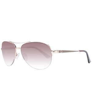 Goldene Unisex-Sonnenbrille.
  Aviator-Style mit braunen Verlaufsglasern.
  Metallrahmen und Kunststoffglaser.
  100% UVA.
  und UVB-Schutz.
  Inklusive Markenetui.
  59-14-135 in der Grosse mit halbem Rand.
  Federscharnier nicht verfugbar.