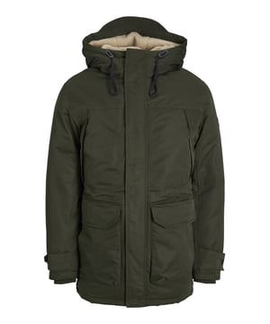 Mit diesem Parka von Jack & Jones sind Sie bestens für die kalte Jahreszeit gerüstet. Dieser Parka ist nicht nur warm und isolierend, sondern auch leicht und atmungsaktiv. Es besteht aus einem leichten Stoff mit Kunstdaunenfüllung. Es ist wasserabweisend, sodass Sie auch bei Regen oder Schnee trocken bleiben. Eine weich gefütterte Kapuze mit Kordelzug schützt dich vor Wind und Kälte. Vier Eingrifftaschen und eine Innentasche mit Druckknopf bieten Ihnen Platz für Ihre Hände oder Ihre wichtigsten Utensilien. Zwei große Brusttaschen sorgen für einen lässigen und praktischen Look. Ein Patch am Ärmel sorgt für einen markanten und sportlichen Look. Mit einem innenliegenden Kordelzug an der Taille können Sie die Passform individuell anpassen. Sturmbündchen an den Ärmeln mit Druckknopfmanschette zum Festziehen sorgen für eine optimale Passform und Wärmeisolierung. Ein langer Ärmel und ein Rippbündchen sorgen für einen eleganten und klassischen Look. Eine durchgehende Sturmklappe mit Druckknopfleiste und ein durchgehender Reißverschluss darunter bieten Ihnen Flexibilität und Schutz. Dieser Parka ist aus hochwertigen Materialien gefertigt, die hohen Komfort und Haltbarkeit gewährleisten. Dieser Parka ist ein vielseitiges und bequemes Kleidungsstück, das Sie zu verschiedenen Outfits kombinieren können.