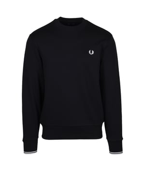 Fred Perry offers updated timeless style this season and this crew neck sweatshirt is no exception. Featuring the brand's iconic twin tipping with double stripes at cuffs. The cotton blend provides maximum comfort for everyday wear. The look comes complete with the Fred Perry Laurel wreath logo  embroidered at the chest.-Regular Fit-Cotton Blend Construction-Classic Crew Neck Design-Ribbed Trims-Twin Tipped Cuffs-Fred Perry Branding