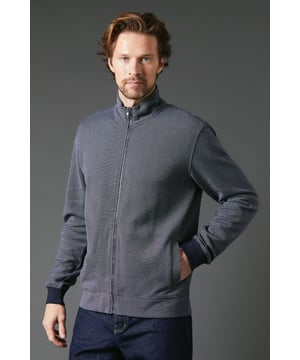 Birdseye textured fabric for a subtle, sophisticated look
        Full-length zip closure for versatile styling options
        Stand-up collar adds a refined touch
        Ribbed cuffs and hem for a snug fit
        Side pockets for practicality and hand warmth
    
    The Maine Birdseye Zip Through Sweat seamlessly blends comfort with style, making it a versatile addition to any casual wardrobe. The textured birdseye fabric adds depth and interest to this otherwise classic design, setting it apart from standard sweatshirts. Perfect for those laid-back weekend outings or casual Friday at the office, this sweat can be easily dressed up or down. Pair it with dark wash jeans and white trainers for a smart-casual look, or layer it over a crisp shirt for a more polished ensemble. The full-length zip allows for adaptable styling, whether fully zipped for a sleek silhouette or left open for a more relaxed vibe. Ideal for British weather, this sweat is your go-to for those unpredictable days when you need an extra layer without compromising on style. From family gatherings to casual meetups with friends, this Maine sweat ensures you're always comfortably stylish.