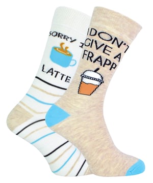 We all need that thing that gets us going in the morning and most of the time that’s Coffee! But what about some funny novelty coffee socks! With great coffee themed colours and phrases/puns on each sock, these are a great addition to your sock drawer. The packaging is a genius gift box shaped and designed like a bag of ground coffee and is the perfect gift for any lover of the caffeine drink! Even if you’re looking for an extra Christmas gift, Birthday present or even a stocking filler, these socks would be ideal. With Cotton Rich fibres you can be sure that these socks are super soft and comfortable on your feet as well standing out from the crowd with their great phrases on each sock which say “Sorry I’m Latte” & “I Don’t Give A Frapp” which will grab the attention of anyone. All of the Urban Eccentric products are produced for comfort and quality. They aim to reduce our impact on the environment as much as they possibly can, that's why Urban Eccentric are constantly redeveloping our processes and packaging to get as much recycled as possible. These brand of socks value humour, original designs, having fun and high quality production! These socks are available in Creams & Blues and come in Men’s One Size 6-11 UK. They’re made from; Frappe: 55% Cotton, 20% Polyamide, 24% Polyester, 1% Elastane, Latte: 70% Cotton, 21% Polyamide, 8% Polyester, 1% Elastane and are Machine Washable.