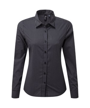 65% Polyester, 35% Baumwolle. Gewebe: Garngefärbt. Design: Kariert, Vichykaro. Button-Down-Kragen. Abnäher an Rücken, Brustabnäher, Pflegeleicht, Überärmel. Passform: Anliegend geschnitten. GSM (Gramm pro Quadratmeter): 110. Nachhaltigkeit: Amfori-Freigabe, BSCI, REACH, Sedex, WRAP Zertifikat. Button-Down-Kragen, Schmaler Kragen. Bündchen: Geknöpft. Saum: Geschwungener Saum. Langärmlig.