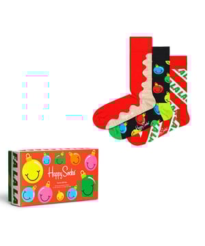 Caja de regalo de 3 paquetes Happy Socks Time for Holiday. Esta caja regalo es el regalo perfecto. Y a veces también puedes hacerte un regalo a ti mismo, ¿verdad?  Marca: Happy SocksNombre del modelo: Time for Holiday 3-Pack Gift BoxCategoría: calcetines unisexMateriales: algodón, poliéster y elastanoColor: multicolor