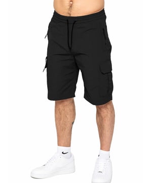 Engineered for comfort and versatility, these poly cargo shorts will elevate your casual wardrobe. Made from a durable woven crinkle fabric, they boast a relaxed elasticated waist and drawstring fastening for a perfect fit. Stay organized with zip-fastened side and leg pockets, adding a touch of utility to your summer ensemble. Pair with a classic t-shirt and trainers for effortless style.