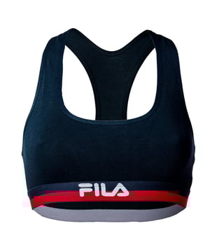 Leichter Damen Bustier von der Marke FILA. Angenehm weiche Baumwoll-Qualität. Ohne Bügel und ungepolstert. Unterbrustbund mit FILA-Logo.