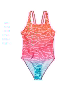 85% Gerecycleerd Polyester, 15% Elastaan. Ontwerp: Overal bedrukt, Ombre, Golfpatroon. Bevestiging: Pull-On. Rugstijl: Racerback. Hals: Schep. Stoftechnologie: Duurzaam, Slijtvast, Stretch. Zonneschatting: UPF 50+.