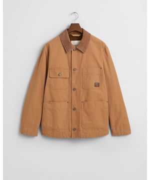 The Cotton Work Jacket is a must-have for in-between seasons, offering both style and functionality. With a regular fit and finishing just above the hips, it boasts a workwear-inspired contrast corduroy collar and a front center closure with shank buttons. The jacket includes two chest pockets and two lower patch pockets, providing ample storage space. Its exterior features a locker loop, side seam adjusters, and a leather badge stitched to the chest pocket for added detail. Completing the design, the jacket's interior is fully lined with classic flannel and features two jetted pockets. 

Regular fit
Above hip length
Contrast corduroy collar
GANT leather badge stitched at chest pocket

 Shell - 100% Cotton, Top Collar - 60% Cotton, 40% Polyester, Lining - 90% Polyester, 10% Wool 

7006433
 
 