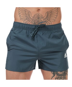 Mens adidas 3- Stripes CLX Swim Shorts in petrol.<BR>- Elastic waist with drawcord.<BR>- Side pockets.<BR>- Durable quick-drying fabric with a soft feel.<BR>- Mesh inner briefs.<BR>- PFC-free water-repellent finish.<BR>- 3-Stripes to sides.<BR>- 100%  Polyester (Recycled) .  Machine washable.<BR>- Ref: FU0814