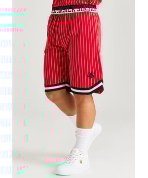 inchSikSilk Retro Classic Basketball Shorts  RedRegular fitSoft touch fabricEmbroided SikSilk logoSikSilk branded elasticated taped waistSide slant pocketsContrast leg hem tapingMachine wash95% Polyester 5% Elastane inch