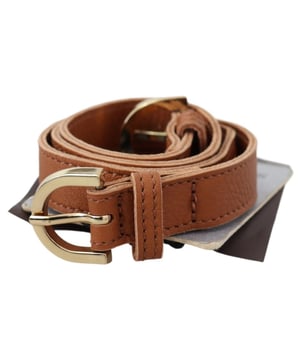 Brand new with tags
  Crafted from brown leather
  Gold-tone hardware
  Double buckle fastening
  Solid pattern
  Quality leather
  Classic brown color
  Logo details
  Made in Italy
  Perfect accessory for women
Material: Leather