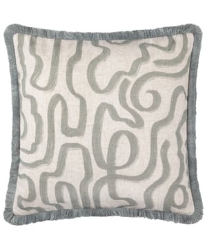Add a touch of modern elegance to your living space with the Lina Abstract Printed Cushion. Its intricate abstract brushstroke design, paired with a reversible inverted pattern, creates a visually striking addition to your décor. The soft, versatile tones and textured linen blend fabric invite a natural, relaxed charm into any room, effortlessly blending with your style. Framed by a delicate fringed trim, this cushion doesn’t just embellish your home but elevates it.