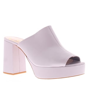 Ted Baker Dames Hakken Deltino Leren Mule Peep Toe Blokhak Paars. Leren Bovenkant. Pu Voering. Synthetische Zool. Schoenen Hakken.