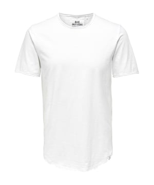Dieses lang geschnittene Herren-T-Shirt ist das perfekte Essential für deinen entspannten Alltagslook. Der Rundhalsausschnitt und der abgerundete Saum sorgen für eine moderne, lässige Passform. Offene Kanten an Ärmeln, Ausschnitt und Saum verleihen dem Shirt einen coolen, ungezwungenen Look mit leichtem Vintage-Charme. Ein kleiner Label-Aufnäher am Saum rundet das Design stilvoll ab. Ideal für warme Tage oder als Basis für Layering im Herbst. Kombiniere es mühelos mit Jeans oder Shorts für einen unkomplizierten Style. Dieses T-Shirt steht für lässigen Komfort mit einem Hauch von Raffinesse. Ein echtes Must-Have für deine Garderobe.
