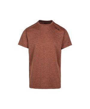 92% Polyester, 8% Elastane. Fabric: Knitted, Marl. Design: Stripe Detail. Neckline: Round Neck. Sleeve-Type: Short-Sleeved. Fabric Technology: Anti-Bacterial, DLX, Quick Dry.