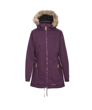 Gewebt. Obermaterial - 100% Polyester Mikrofaser PVC. Futter - 100% Polyester. Füllung - 100% Polyester. Pelziges Fleece-Futter. Pelzbesatz an der Kapuze. Innere Sturmklappe. Zwei-Wege-Reißverschluss. Elastische Seiten. Elastische Manschetten.