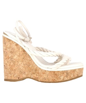 VINTAGE, RRP AS NEW
Elevate your summer style with the Jimmy Choo Diosa Wedge Rope Strap Sandals in pristine white leather. These stunning sandals feature a sophisticated wedge design that adds height while ensuring comfort for all-day wear. The chic rope straps provide a unique and stylish twist, beautifully complementing the sleek leather finish. Perfect for casual outings or more polished events, these versatile sandals effortlessly transition from day to night. Embrace effortless elegance with these must-have sandals that bring a touch of luxury to your warm-weather wardrobe.

 Jimmy Choo Diosa Wedge Rope Strap Sandals in White Leather

Condition: Very good
Signs of wear: Include Box., Minor signs of wear.
Packaging: Box, Dust bag
Color: White 
Material: Leather
Size: EU43/UK10/US13
Measurements: Heel height: 140; Insole length: 320
SKU: NAPPUGBSH398016W
