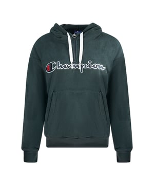 Champion Classic Script Logo Black Fleece Hoodie. Champion Black Hoodie. Elasticated Sleeve Ends and Waist, Drawstring Hood. Front Pockets. 100% Polyester. Style Code: 114763 KK001