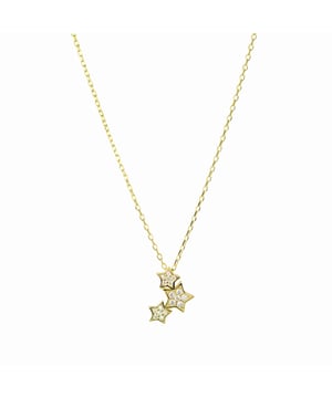 Collar familia de plata de ley 925 y circonita brillante con acabado en baño de oro amarillo de 18 quilates. Pide un deseo se caracteriza por diseños de carácter joven, repletos de significado y color, originales a la vez que discretos, que pretenden convertirse en pequeños amuletos.