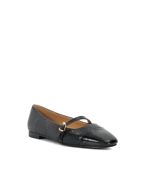 Womens Dune Hibiski Strap Ballet Pumps in black.- Synthetic upper.- Slip on fastening.- Gold buckle.- Stitch and turn construction.- Gold buckle.- Rubber sole.- Ref: 00755087509034