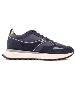 Añade un poco de lujo de diseño deportivo a tu guardarropa con las zapatillas Jonah Runn de BOSS. Este calzado deportivo azul tiene una parte superior de nailon resistente. Detalles BOSS contemporáneos y suela gruesa con plantilla acolchada.