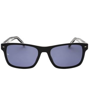 Tommy Hilfiger zwarte zonnebril, lensbreedte = 55 m, neusbrugbreedte = 19 mm, armlengte = 145 mm, zonnebril, zonnebrillendoos, schoonmaakdoekje en onderhoudsinstructies allemaal inbegrepen, 100% bescherming tegen UVA- en UVB-zonlicht en conform de Britse norm EN 1836: 2005, zwarte zonnebril