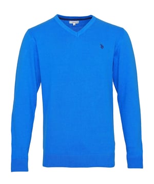 U.S. POLO ASSN. Fijn gebreide trui voor heren. Elegant en sportief tegelijk. Het merklogo is discreet maar duidelijk zichtbaar.