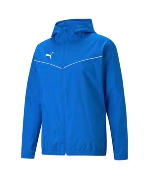 Spezifikationen: Regenjacke mit Reißverschluss, Kapuze und Puma-Logo auf der Brust. Seitentaschen mit Reißverschluss, Manschetten und Boden mit elastischem. Innen mit Mesh gefüttert. Verwendung: Training und Freizeit Passform: Regular Das Model trägt die Größe: M Körpergröße des Models: 180 cm