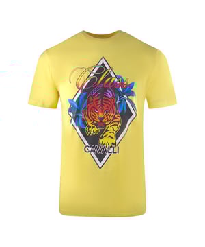 Bleiben Sie stilvoll und selbstbewusst mit diesem gelben Logo-T-Shirt der Marke Cavalli Class. Dieses bequeme Oberteil im Diamon-Design mit einem Tattoo-Tiger im alten Stil unterstreicht Ihren einzigartigen Sinn fr Stil und hinterlsst einen unvergesslichen Eindruck! Rundhalsausschnitt, kurze rmel, 100 % Baumwolle, normale Passform, entspricht der tats�chlichen Gre. Stilcode: SXT60H JD060 01000