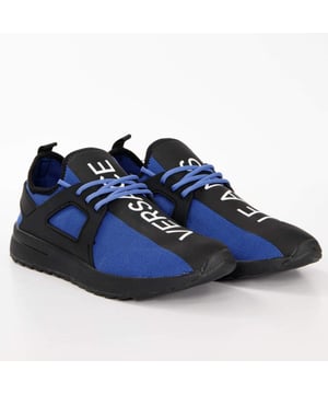 Basket Versace Linea fondo gestrickt Homme Blau Synthetik. Authentischer Stadt Schuh der Marke Versace - Streetwear/Sportswear Design von Versace - Versace für Herren Mode, perfekt für den Alltag - Der blaue Basket Versace lässt sich hervorragend mit dem Rest Ihrer Garderobe kombinieren - Bequeme Synthetikmaterialien - Klassische Schnürsenkel - Linea fondo gestrickt - Textil