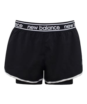 Designed to go from the gym to the field with ease, our Relentless 2-in-1 Shorts combine a lightweight woven outer short with a supportive and stretchy inner short. These women’s performance shorts feature an exposed elastic waistband for a secure fit and a stylish modern look. They have NB DRY technology to wick away sweat, helping you stay cool and comfortable. 
Features
NB DRY fast-drying technology pulls moisture away from your body to help you work out with ease
Mid rise sits just below the waist for easy fit and movement
Lightweight woven outer short with stretch inner short
2.5"" inseam on outer short; 5"" inseam on inner short
Athletic fit designed to rise close to your body and skim the hip and thigh —perfect for active movement with a fit that’s not too tight
Exposed NB branded elastic waistband