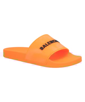 • Riemensandalette  
• Vorgeformte Gummisohle  
• 3D Balenciaga-Logo am Riemen  
• Prägiertes Balenciaga-Logo unter der Sohle  
• 20 mm Fußgewölbe  
• Hergestellt in Italien  
Maße:  